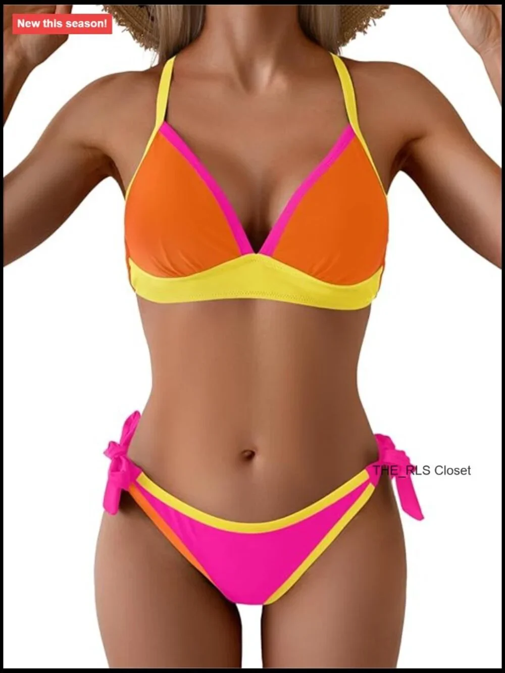 Sexy V Neck Criss Cross Bikini Set Tie Side Cheeky Two Piece Swimsuits